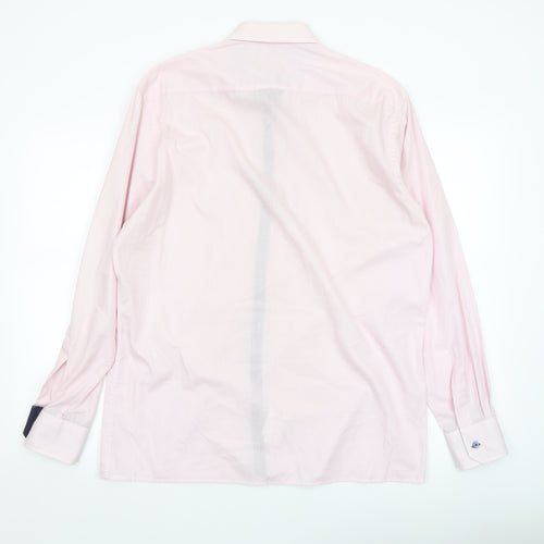 Eterna Men’s Pink Check Modern Fit Long Sleeve Dress Shirt Size L 16.5 Collar