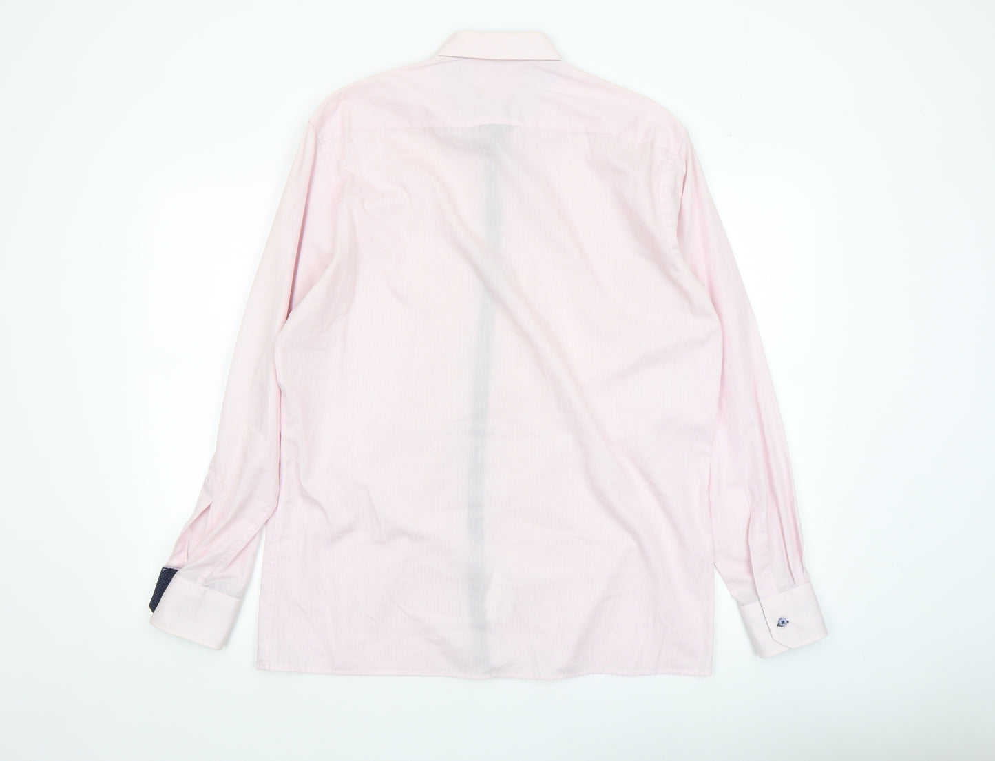 Eterna Men’s Pink Check Modern Fit Long Sleeve Dress Shirt Size L 16.5 Collar