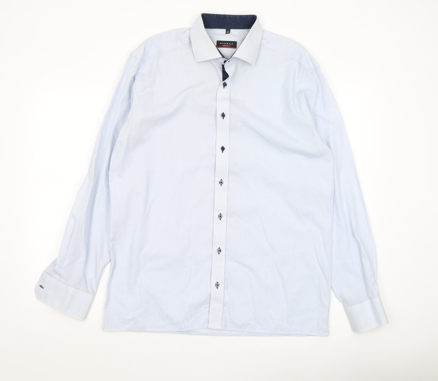 Eterna Men Blue 16.5 Regular Fit Non-Iron Cotton Formal Shirt