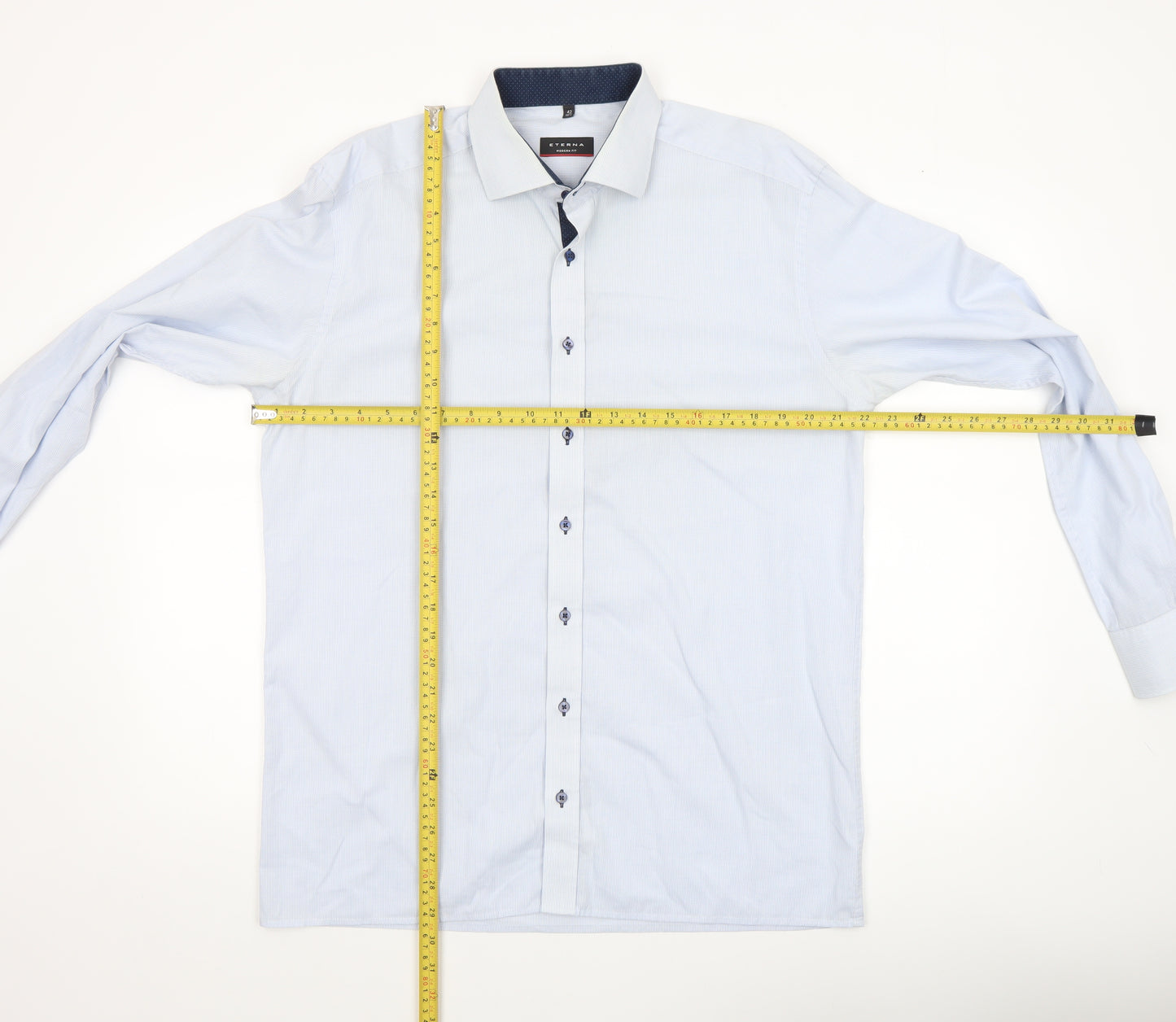 Eterna Men Blue 16.5 Regular Fit Non-Iron Cotton Formal Shirt