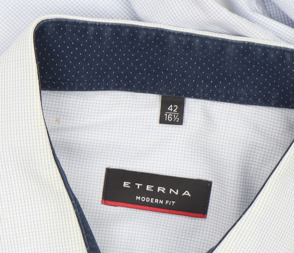 Eterna Men Blue 16.5 Regular Fit Non-Iron Cotton Formal Shirt