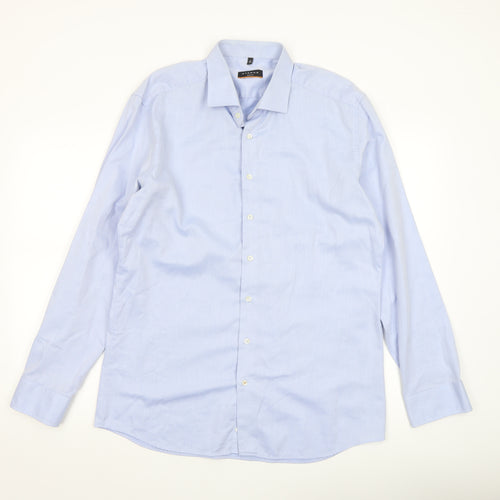 Eterna Men's Blue Slim Fit Long Sleeve Cotton Dress Shirt 17in Collar