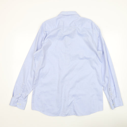 Eterna Men's Blue Slim Fit Long Sleeve Cotton Dress Shirt 17in Collar