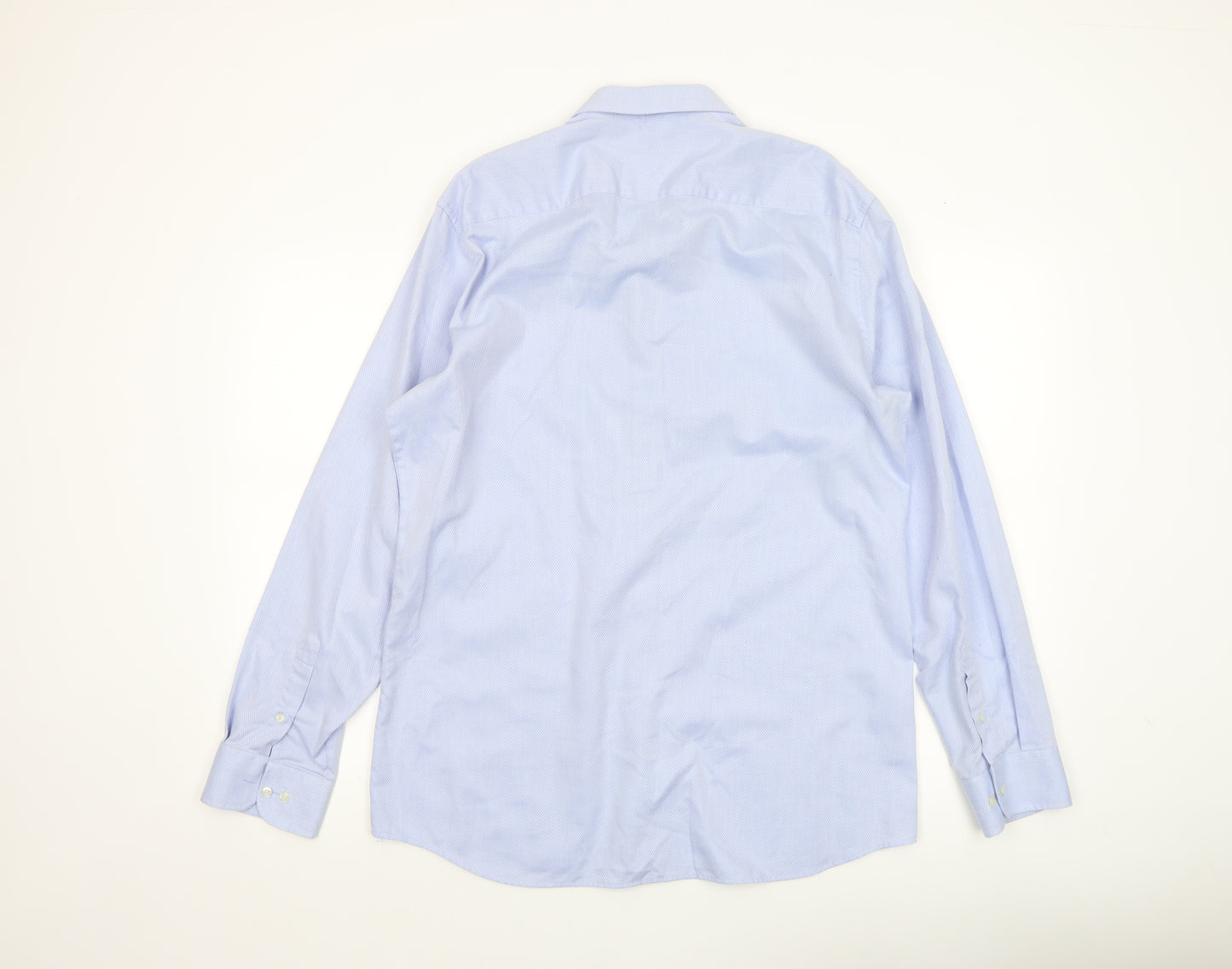 Eterna Men's Blue Slim Fit Long Sleeve Cotton Dress Shirt 17in Collar