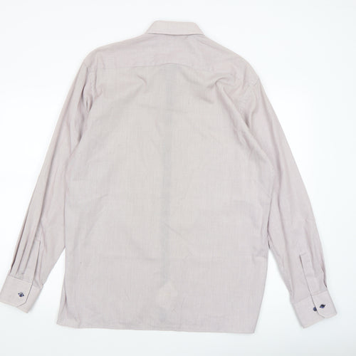 Eterna Men's Beige Check 100% Cotton Non-Iron Long Sleeve Dress Shirt L 42cm
