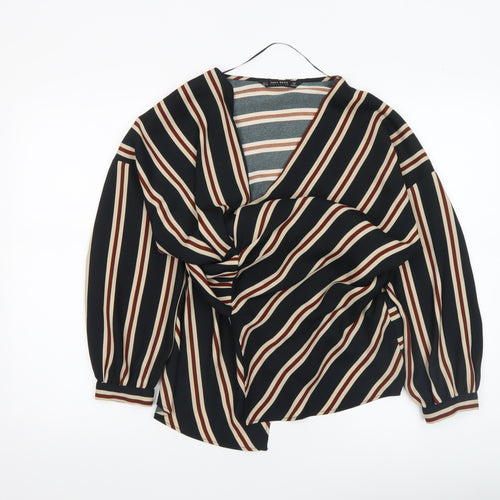 Zara Basic Women’s Multicoloured Striped Wrap Blouse Size S