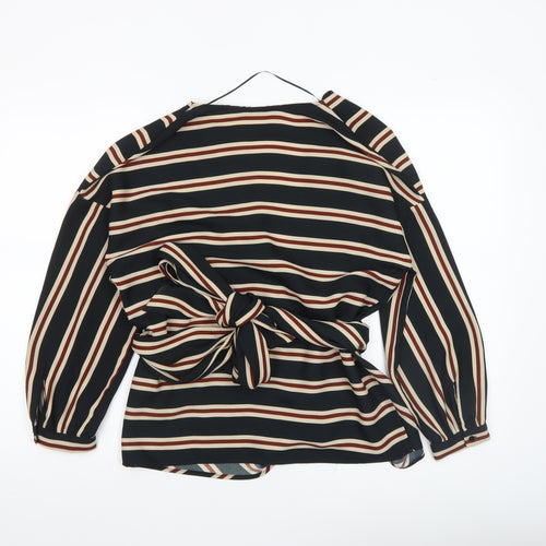 Zara Basic Women’s Multicoloured Striped Wrap Blouse Size S