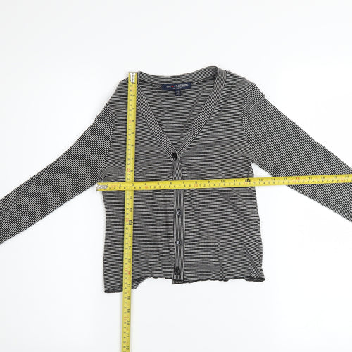 One Clothing Women’s Black Striped V-Neck Button Cardigan XS