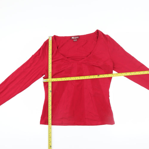 Monsoon Women's Red Long Sleeve V-Neck Cotton Top Size 8