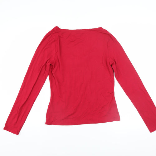 Monsoon Women's Red Long Sleeve V-Neck Cotton Top Size 8