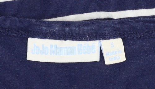 JoJo Maman Bébé Women’s Blue Striped V-Neck Button-Up Long Sleeve Top Size S