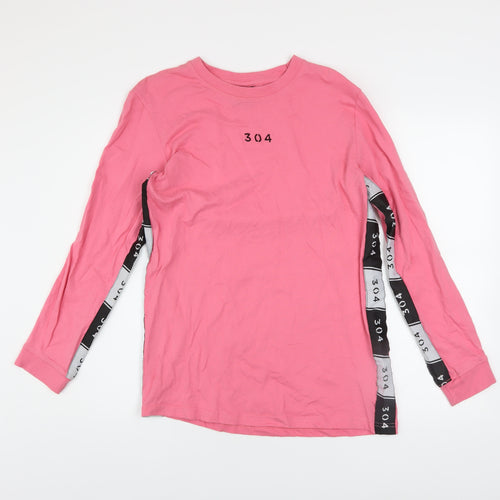 304 Men's Pink Long Sleeve Cotton Crew Neck Top M