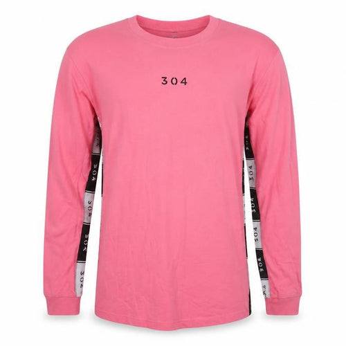 304 Men's Pink Long Sleeve Cotton Crew Neck Top M