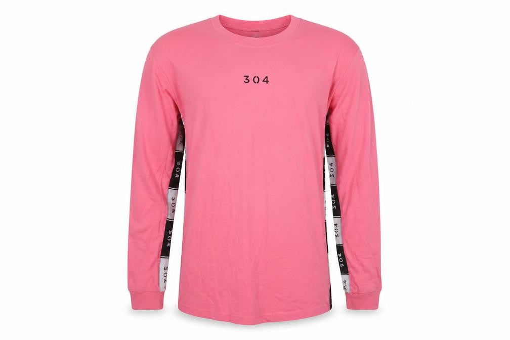 304 Men's Pink Long Sleeve Cotton Crew Neck Top M