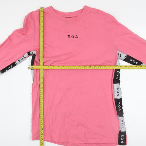 304 Men's Pink Long Sleeve Cotton Crew Neck Top M