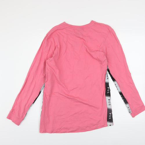 304 Men's Pink Long Sleeve Cotton Crew Neck Top M