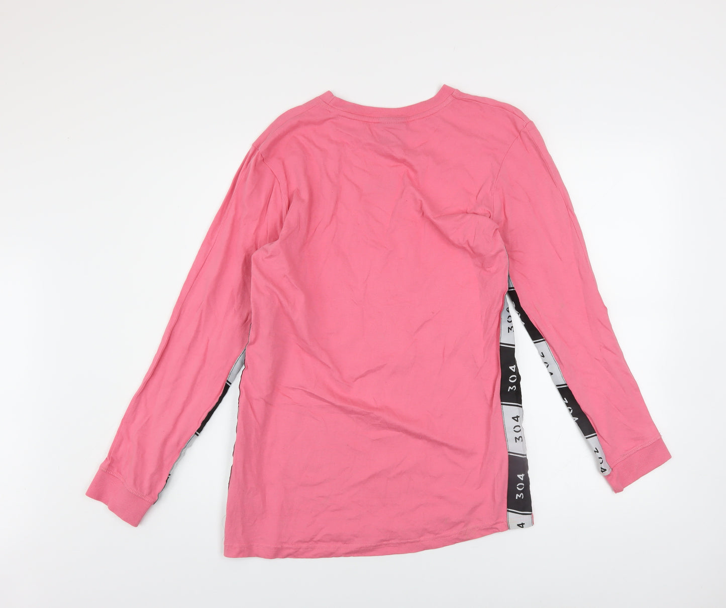 304 Men's Pink Long Sleeve Cotton Crew Neck Top M