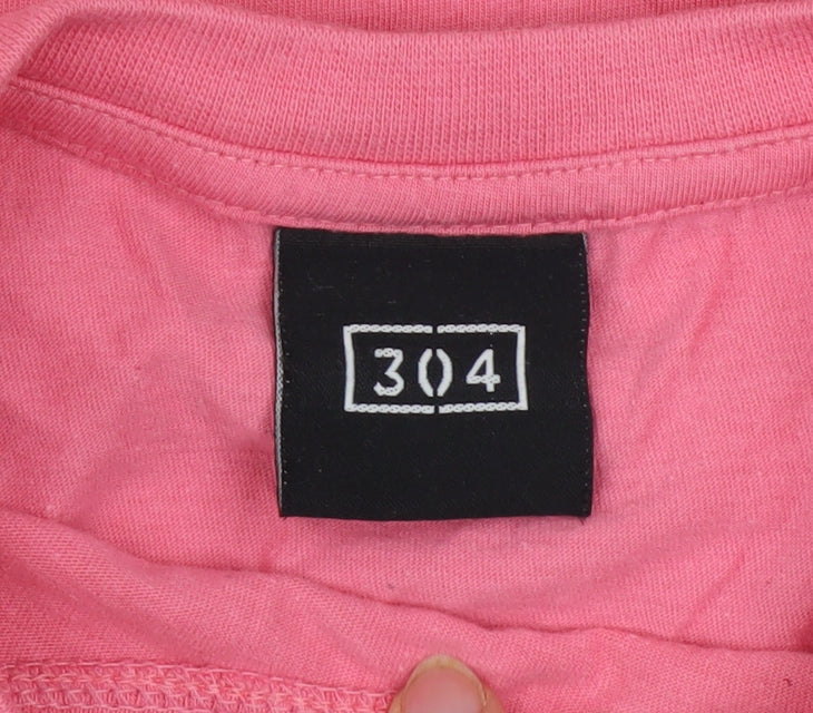 304 Men's Pink Long Sleeve Cotton Crew Neck Top M