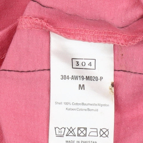 304 Men's Pink Long Sleeve Cotton Crew Neck Top M