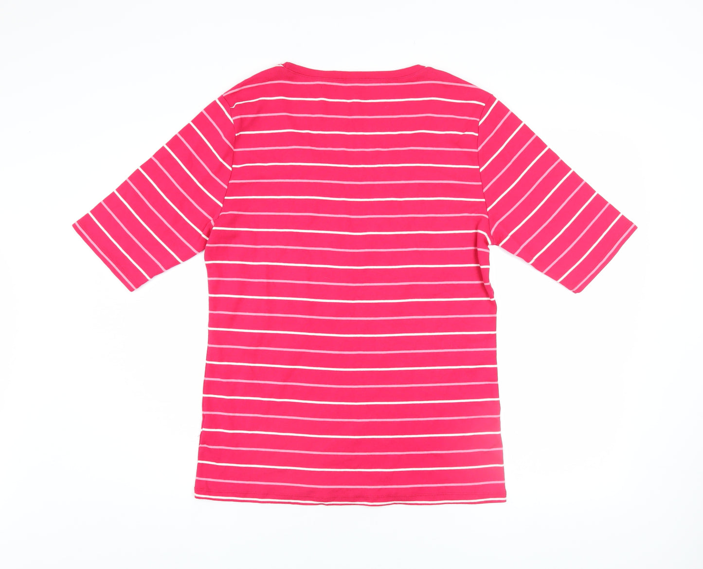 Tommy Hilfiger Women's Pink Striped Cotton T-Shirt XL