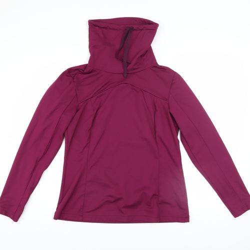 Decathlon Women Burgundy Pullover Hoodie L Polyester Drawstring Warm Top