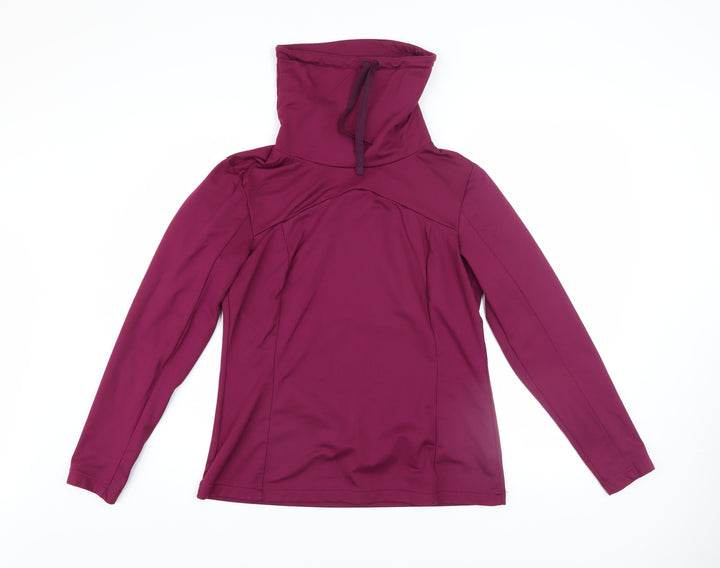 Decathlon Women Burgundy Pullover Hoodie L Polyester Drawstring Warm Top