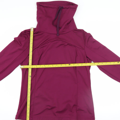 Decathlon Women Burgundy Pullover Hoodie L Polyester Drawstring Warm Top