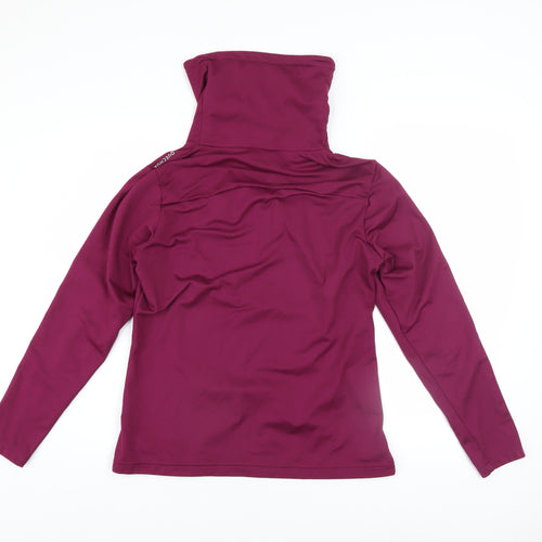 Decathlon Women Burgundy Pullover Hoodie L Polyester Drawstring Warm Top