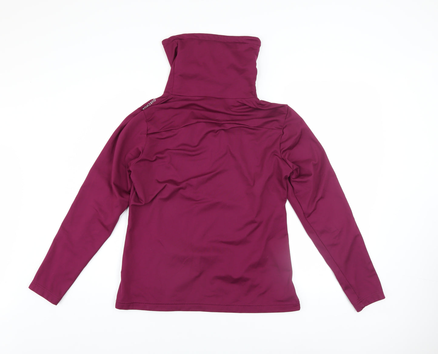 Decathlon Women Burgundy Pullover Hoodie L Polyester Drawstring Warm Top