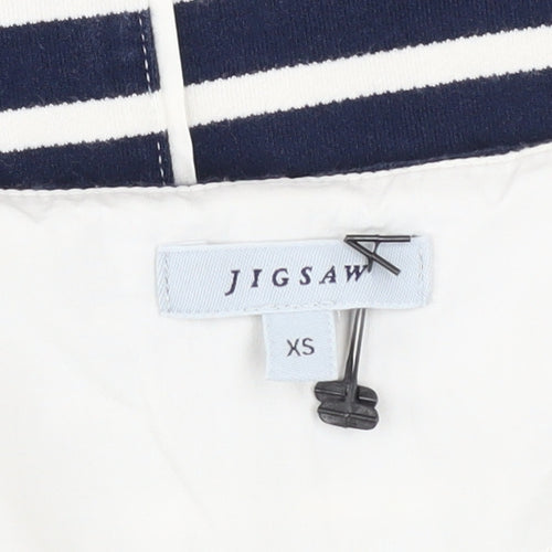 Jigsaw Women Blue Striped Boat Neck 3/4 Sleeve Cotton Blend Top XS