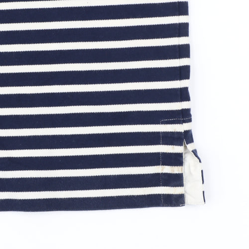 Jigsaw Women Blue Striped Boat Neck 3/4 Sleeve Cotton Blend Top XS