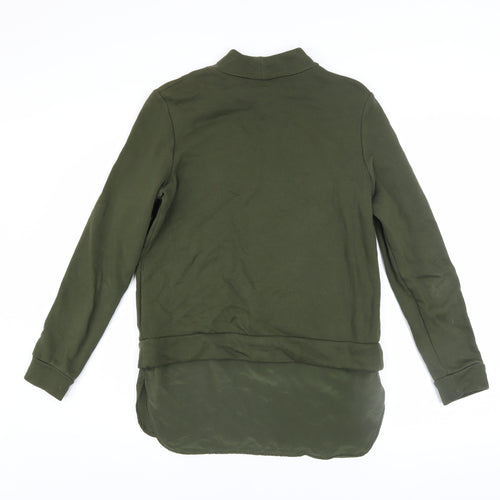 COS Womens Green XS Pullover Sweatshirt With Mock Neck and Silk Hem