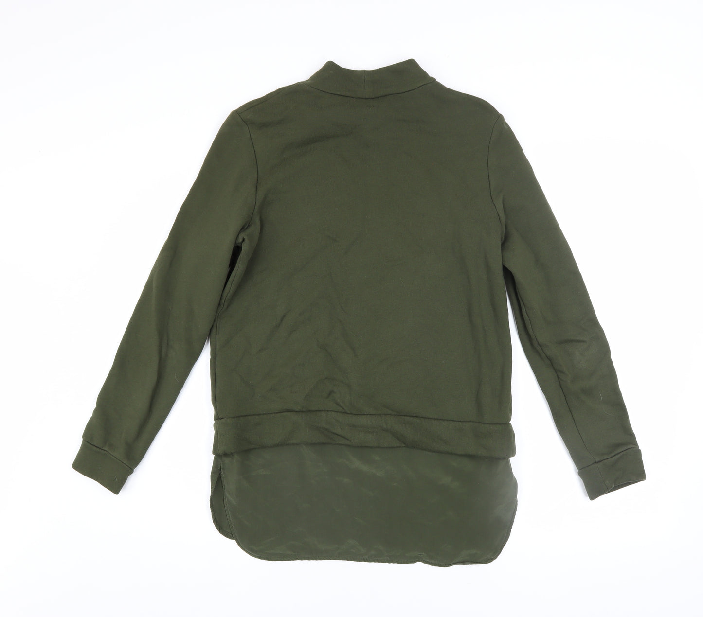 COS Womens Green XS Pullover Sweatshirt With Mock Neck and Silk Hem