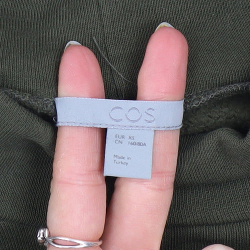 COS Womens Green XS Pullover Sweatshirt With Mock Neck and Silk Hem