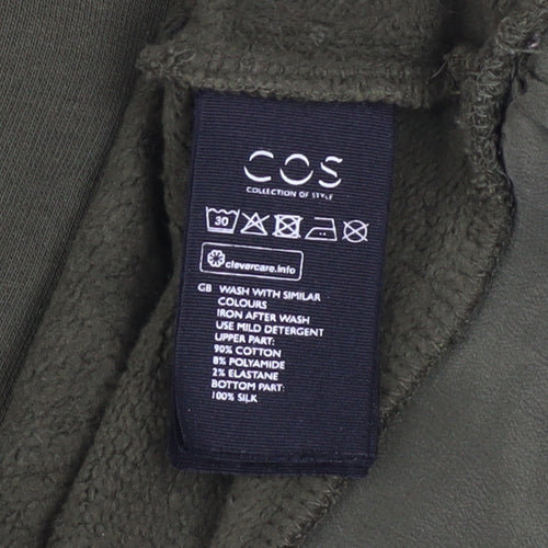 COS Womens Green XS Pullover Sweatshirt With Mock Neck and Silk Hem