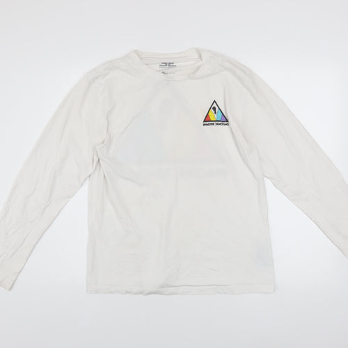 Imagine Dragons White Long Sleeve Cotton Graphic T-Shirt Men Small