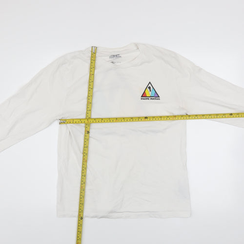 Imagine Dragons White Long Sleeve Cotton Graphic T-Shirt Men Small