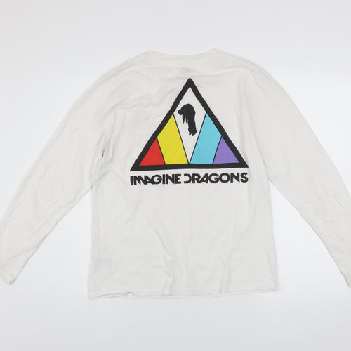 Imagine Dragons White Long Sleeve Cotton Graphic T-Shirt Men Small