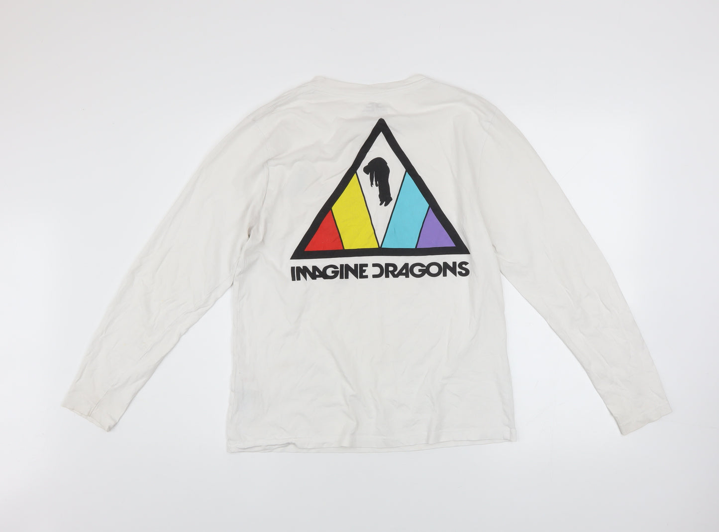 Imagine Dragons White Long Sleeve Cotton Graphic T-Shirt Men Small