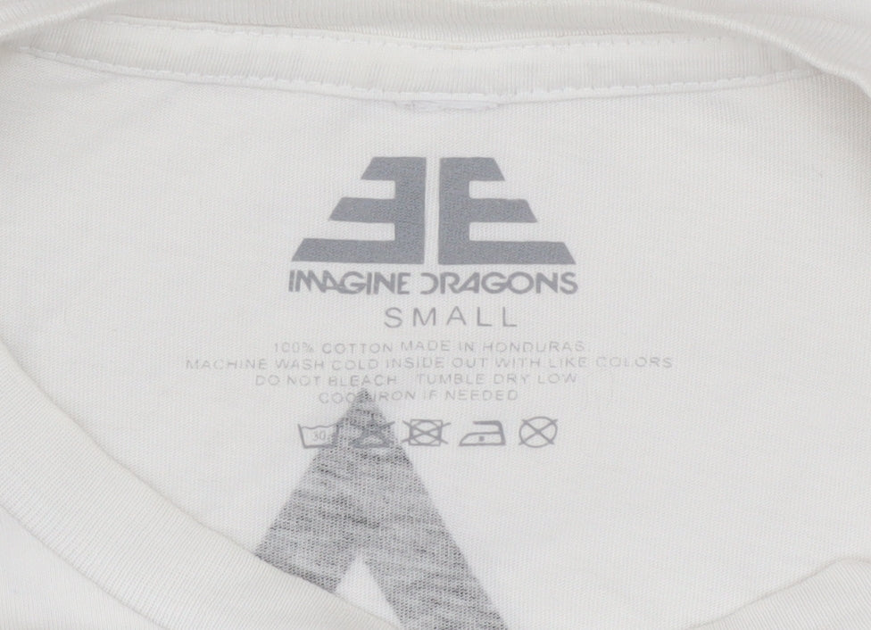 Imagine Dragons White Long Sleeve Cotton Graphic T-Shirt Men Small