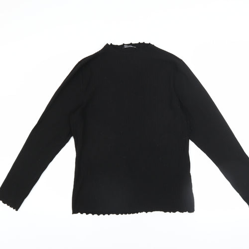 ONLY Women's Black High Neck Long Sleeve Jersey Top Size XL