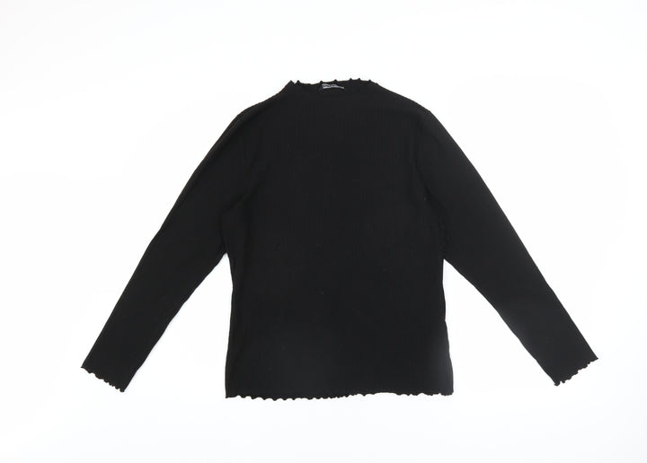 ONLY Women's Black High Neck Long Sleeve Jersey Top Size XL