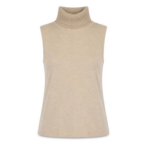 ZARA Womens Beige Sleeveless Roll Neck Vest Jumper Size S