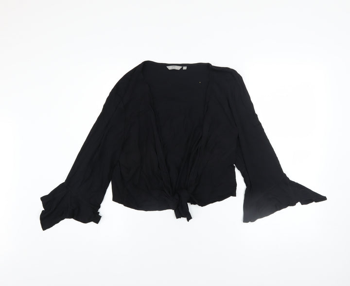 Marks and Spencer Per Una Black Viscose Tie Front Cardigan Women's Size 18L