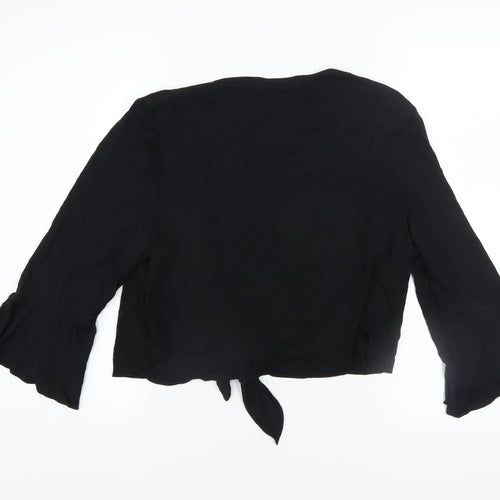 Marks and Spencer Per Una Black Viscose Tie Front Cardigan Women's Size 18L