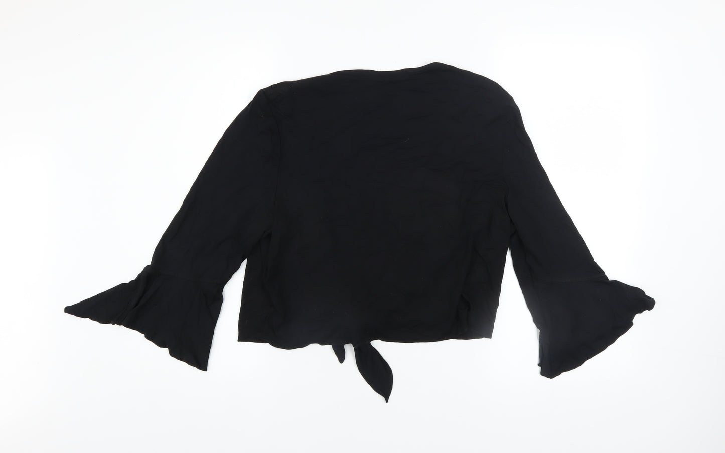 Marks and Spencer Per Una Black Viscose Tie Front Cardigan Women's Size 18L