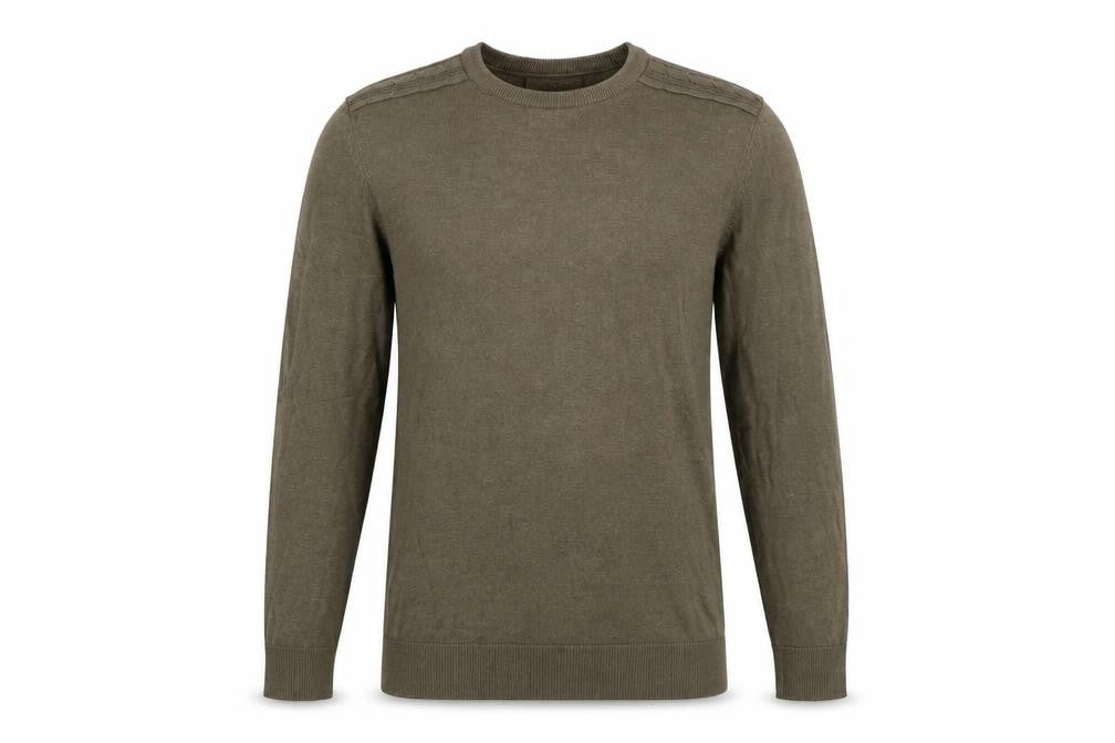 Front view of River Island men’s green s crew neck cotton blend jumper