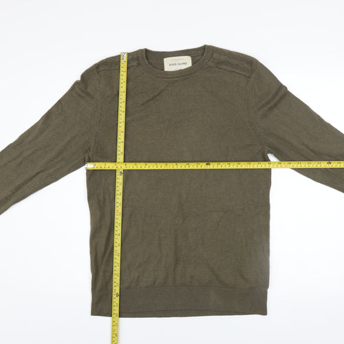River Island Mens Green S Crew Neck Cotton Blend Jumper
