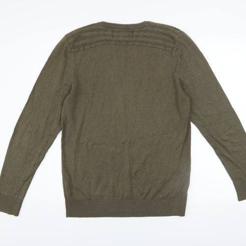 River Island Mens Green S Crew Neck Cotton Blend Jumper