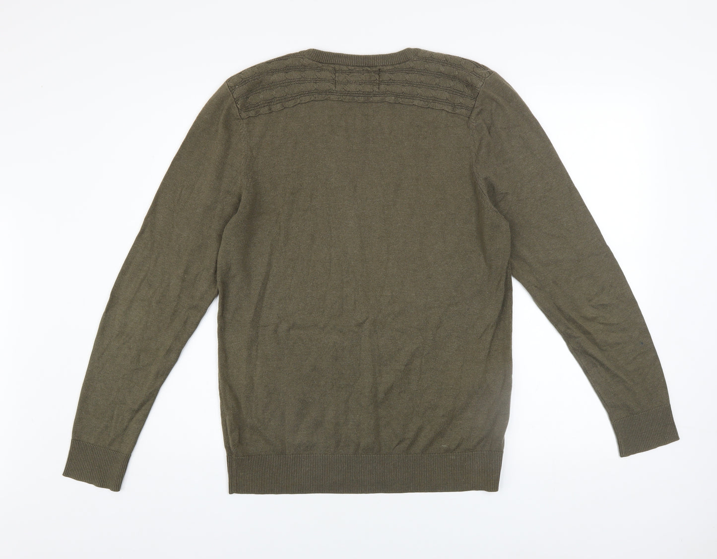 River Island Mens Green S Crew Neck Cotton Blend Jumper